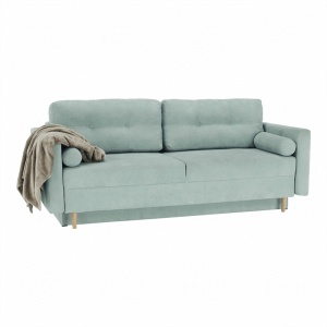 CANAPEA EXTENSIBILA AURELIA, VERDE MENTOL, DIN TEXTIL, CU SPATIU DEPOZITARE, STIL MODERN, TK