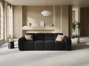 CANAPEA LISA, 4 LOCURI, 265 CM, NEGRU, TAPITERIE DIN CATIFEA, DESIGN DEOSEBIT