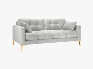 CANAPEA MAMAIA, 2 LOCURI, 152 CM, GRI DESCHIS 03/AURIU, TAPITERIE DIN CATIFEA, DESIGN DEOSEBIT - Img 2