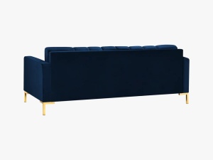 CANAPEA MAMAIA, 3 LOCURI, 177 CM, ALBASTRU ROYAL 86/AURIU, TAPITERIE DIN CATIFEA, DESIGN DEOSEBIT - Img 4