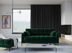 CANAPEA MAMAIA, 3 LOCURI, 177 CM, VERDE SMARALD 78/NEGRU, TAPITERIE DIN CATIFEA, DESIGN DEOSEBIT