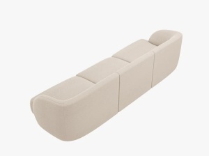 CANAPEA MILEY, CU 3 LOCURI, BEJ, CU TAPITERIE DIN TEXTIL BOUCLE BALOO, MICADONI - Img 3