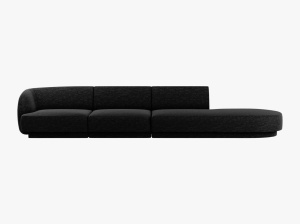 CANAPEA MILEY, CU 4 LOCURI, PE DREAPTA, GRI ANTRACIT, CU TAPITERIE DIN TEXTIL CHENILLE EDEN, MICADONI