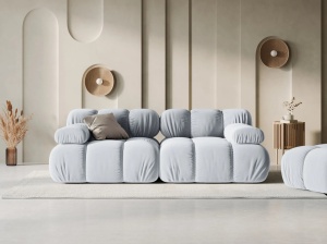 CANAPEA MODULARA BELLIS, 2 LOCURI, 188 CM, ALBASTRU DESCHIS 80, TAPITERIE DIN CATIFEA, DESIGN DEOSEBIT