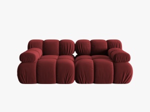 CANAPEA MODULARA BELLIS, 2 LOCURI, 188 CM, ROSU INCHIS 59, TAPITERIE DIN CATIFEA, DESIGN DEOSEBIT - Img 2