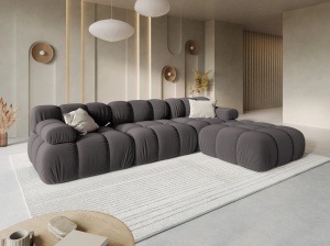 CANAPEA MODULARA BELLIS, 3 LOCURI, 282 CM, GRI INCHIS 97, TAPITERIE DIN CATIFEA, DESIGN DEOSEBIT