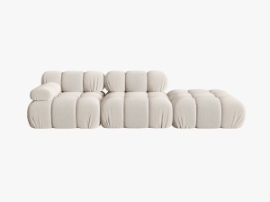 CANAPEA MODULARA BELLIS, PE DREAPTA, BEJ DESCHIS, CU TAPITERIE DIN TEXTIL 3D SONIC, MICADONI