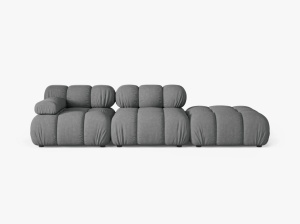 CANAPEA MODULARA BELLIS, PE STANGA, GRI, CU TAPITERIE DIN TEXTIL STRUCTURAT LIBERTY, MICADONI