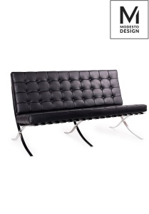 CANAPEA NEAGRA DIN PIELE ECOLOGICA BARCELON STIL MODERN B2