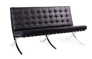 CANAPEA NEAGRA DIN PIELE NATURALA BARCELON STIL MODERN B2