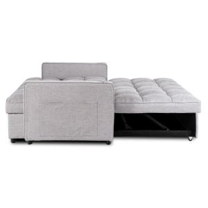 CANAPEA RABATABILA, ARTIM MEBLE, REALIZAT DIN MATERIAL TEXTIL GRI DESCHIS SI METAL, STIL MODERN - Img 7