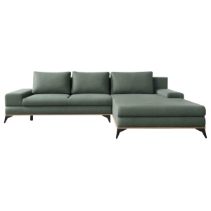 CANAPEA SELBY, MODEL DREAPTA, VERDE, DIN TEXTIL, METAL SI LEMN, SPATIU DEPOZITARE, STIL SCANDINAV, TK - Img 1