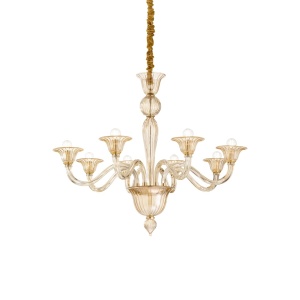 CANDELABRU BRIGITTA SP8, AMBER, DIN STICLA, STIL MODERN