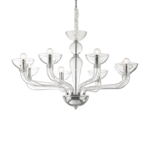 CANDELABRU CASANOVA SP8, TRANSPARENT, DIN STICLA, STIL MODERN
