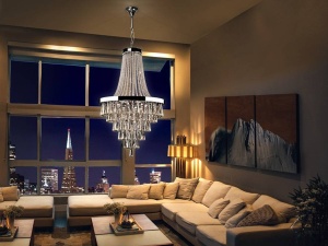 CANDELABRU PALACE, 170/270 CM, CROM/FUMURIU/TRANSPARENT, DIN METAL SI STICLA, STIL MODERN - Img 4