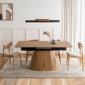 CEL MAI MIC PRET!!!MASA EXTENSIBILA 160-200CM, ARTIM MEBLE, REALIZATA DIN METAL, LEMN SI MDF, CERAMICA, CULOARE STEJAR/STEJAR, STIL MODERN - Img 3