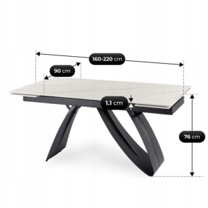 CEL MAI MIC PRET!!!MASA EXTENSIBILA 160-220CM, ARTIM MEBLE, REALIZATA DIN METAL SI CERAMICA, CULOARE MARMURA ALBA/NEGRU, STIL MODERN - Img 8