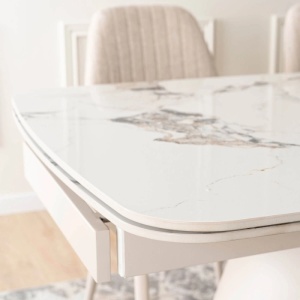 CEL MAI MIC PRET!!!MASA EXTENSIBILA 160-240CM, ARTIM MEBLE, REALIZATA DIN METAL SI CERAMICA, CULOARE MARMURA ALBA/CREM, STIL MODERN - Img 7