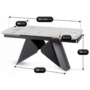 CEL MAI MIC PRET!!!MASA EXTENSIBILA 160-240CM, ARTIM MEBLE, REALIZATA DIN METAL SI CERAMICA, CULOARE MARMURA ALBA/NEGRU, STIL MODERN - Img 10