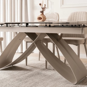 CEL MAI MIC PRET!!!MASA EXTENSIBILA 160-240CM, ARTIM MEBLE, REALIZATA DIN METAL SI CERAMICA, CULOARE MARMURA ALBA/CREM, STIL MODERN - Img 6