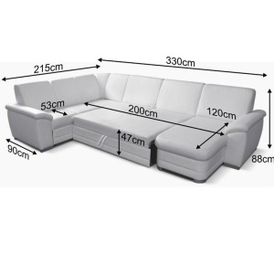 COLTAR BITER U, TIP U, MODEL DREAPTA, ALB, DIN PIELE ECOLOGICA, EXTENSIBIL, SPATIU DEPOZITARE, STIL MODERN, TK - Img 4