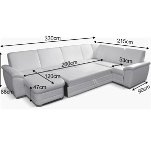 COLTAR BITER U, TIP U, MODEL STANGA, ALB, DIN PIELE ECOLOGICA, EXTENSIBIL, SPATIU DEPOZITARE, STIL MODERN, TK - Img 2