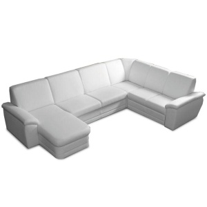 COLTAR BITER U, TIP U, MODEL STANGA, ALB, DIN PIELE ECOLOGICA, EXTENSIBIL, SPATIU DEPOZITARE, STIL MODERN, TK - Img 4