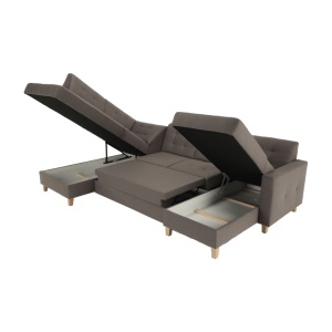COLTAR BRIDGET, MODEL DREAPTA, GRI SI MARONIU/TAUPE, DIN TEXTIL SI LEMN, EXTENSIBIL, SPATIU DEPOZITARE, STIL MODERN, TK - Img 8