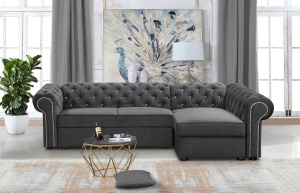 COLTAR EXTENSIBIL 278 CM, VALENTINO L DREAPTA,GRI, DIN STOFA DE CALITATE SUPERIOARA