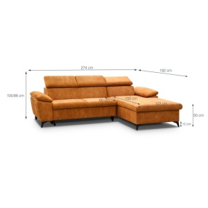 COLTAR EXTENSIBIL DREAPTA, COLIN 274CM, DIN TEXTIL FOARTE FIN DE CULOARE CUPRU, CONFORT SPORIT - Img 6