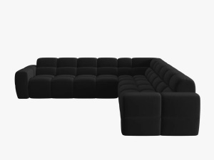 COLTAR LISA, 6 LOCURI, 310 CM, NEGRU, TAPITERIE DIN CATIFEA, DESIGN DEOSEBIT - Img 3