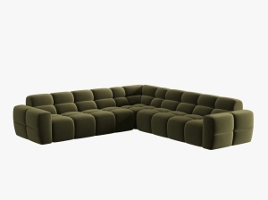 COLTAR LISA, 6 LOCURI, 310 CM, VERDE OLIVE, TAPITERIE DIN CATIFEA, DESIGN DEOSEBIT - Img 2