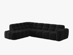 COLTAR LISA, STANGA, 5 LOCURI, 293 CM, NEGRU, TAPITERIE DIN CATIFEA, DESIGN DEOSEBIT - Img 3