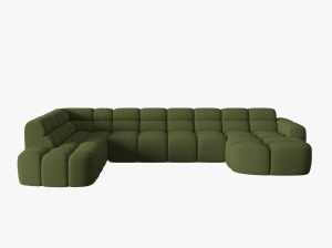 COLTAR LISA, STANGA, 7 LOCURI, 387 CM, VERDE OLIVE 35, TAPITERIE DIN STOFA, DESIGN DEOSEBIT - Img 2