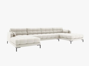 COLTAR MAMAIA, CU 6 LOCURI, BEJ DESCHIS, CU TAPITERIE DIN TEXTIL STRUCTURAT NEVE, MICADONI