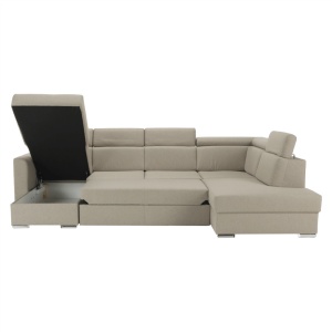 COLTAR MARIETA U, MODEL DREAPTA, BEJ/CARAMIZIU, DIN TEXTIL CABLO, EXTENSIBIL, SPATIU DEPOZITARE, STIL MODERN, TK - Img 7