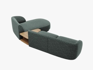 COLTAR MILEY, CU 3 LOCURI, PE DREAPTA, VERDE PETROL, CU TAPITERIE DIN TEXTIL CHENILLE HAGA, MICADONI - Img 3