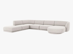 COLTAR MILEY, CU 6 LOCURI, PE STANGA, CU TAPITERIE DIN TEXTIL CHENILLE EDEN, MICADONI