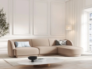COLTAR MILEY DREAPTA, 4 LOCURI, 255 CM, CAPPUCCINO 40, TAPITERIE DIN CATIFEA, DESIGN DEOSEBIT