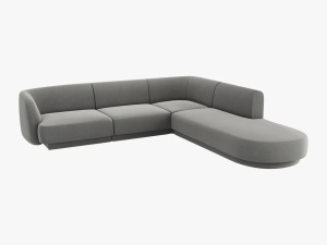 COLTAR MILEY DREAPTA, 6 LOCURI, 258 CM, GRI DESCHIS 13, TAPITERIE DIN CATIFEA, DESIGN DEOSEBIT