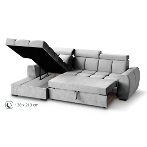 COLTAR MODERN DEOSEBIT, GOMEZ STANGA 267CM, DIN CATIFEA DE CULOARE GRI DESCHIS, CONFORT SPORIT - Img 5