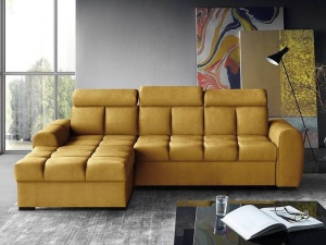 COLTAR MODERN DEOSEBIT, GOMEZ STANGA 267CM, DIN CATIFEA DE CULOARE GALBENA, CONFORT SPORIT