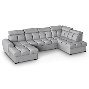 COLTAR MODERN DEOSEBIT, GOMEZ U 330CM, DIN CATIFEA DE CULOARE GRI DESCHIS, CONFORT SPORIT, MARS