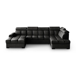 COLTAR MODERN DEOSEBIT, GOMEZ U 330CM, DIN CATIFEA DE CULOARE NEAGRA, CONFORT SPORIT, MARS - Img 5