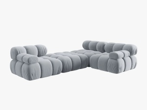 COLTAR MODULAR BELLIS, 4 LOCURI, 282 CM, ALBASTRU DESCHIS 80, TAPITERIE DIN CATIFEA, DESIGN DEOSEBIT - Img 2