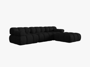 COLTAR MODULAR BELLIS, 4 LOCURI, 282 CM, NEGRU 19, TAPITERIE DIN CATIFEA 3D, DESIGN DEOSEBIT