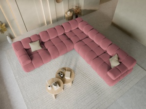 COLTAR MODULAR BELLIS, 5 LOCURI, 282 CM, ROZ 63, TAPITERIE DIN CATIFEA, DESIGN DEOSEBIT