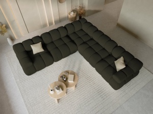 COLTAR MODULAR BELLIS, 5 LOCURI, 282 CM, VERDE 77, TAPITERIE DIN CATIFEA 3D, DESIGN DEOSEBIT