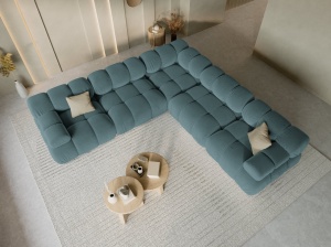 COLTAR MODULAR BELLIS, 5 LOCURI, 282 CM, VERDE PETROL 87, TAPITERIE DIN CATIFEA, DESIGN DEOSEBIT