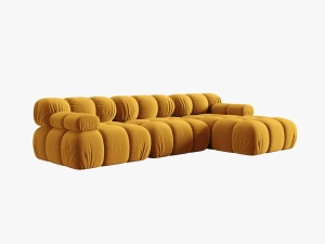 COLTAR MODULAR BELLIS, DREAPTA, 3 LOCURI, 285 CM, GALBEN 41, TAPITERIE DIN CATIFEA, DESIGN DEOSEBIT - Img 4
